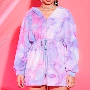 SHEIN CURVE Tie Dye Teddy Romper 4XL